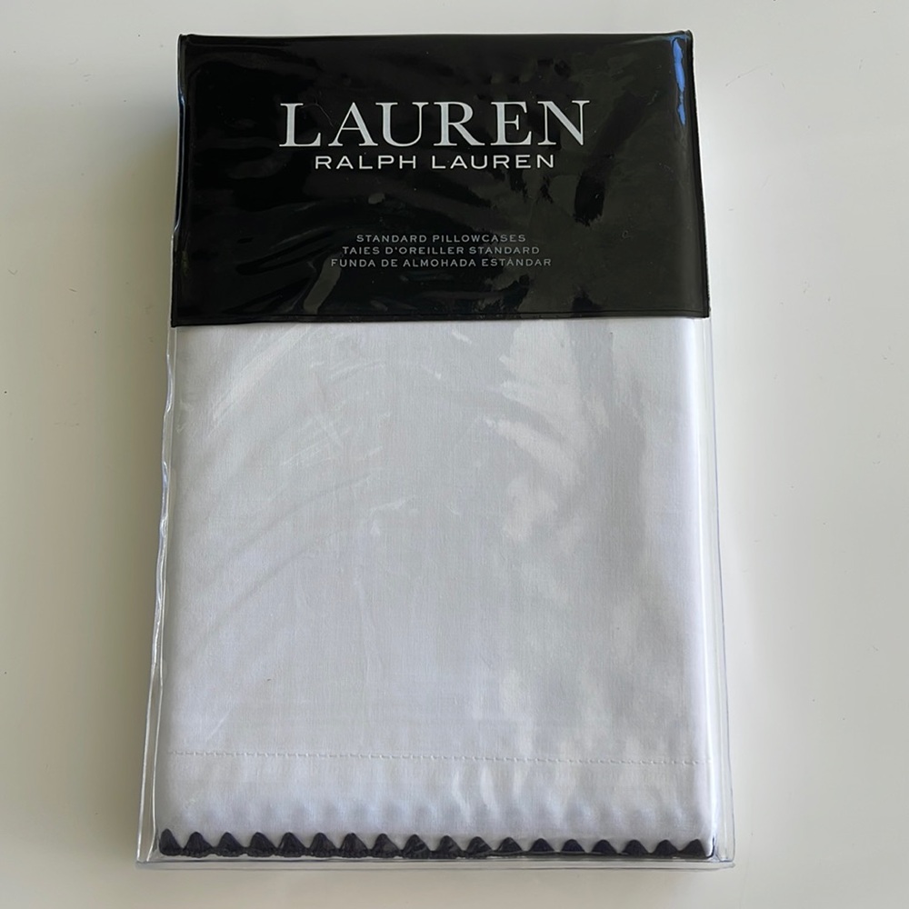 New Ralph Lauren Tessa White Navy 2 Standard Pillowcases. $150